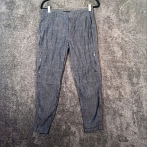 Vince women's blue trouser cargo pants a fitted tapered  Silk Blend  silhouete